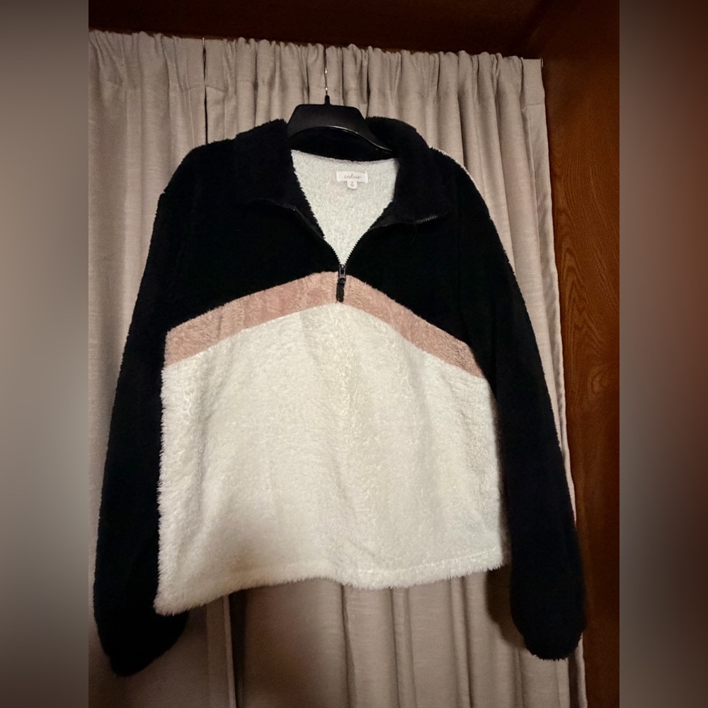 Colsie Black, White, and Pink Teddy Jacket